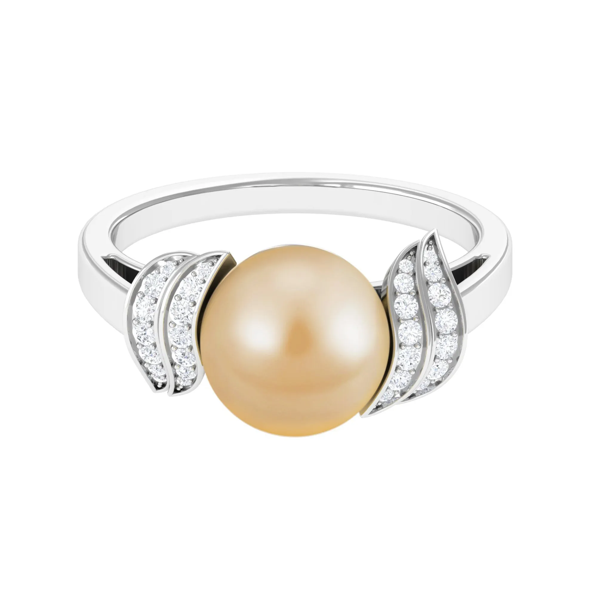 7.75 CT Elegant South Sea Pearl Solitaire Engagement Ring with Diamond