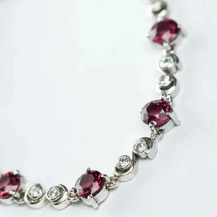 8.25ctw Round Cut Pink Tourmaline Tennis Bracelet