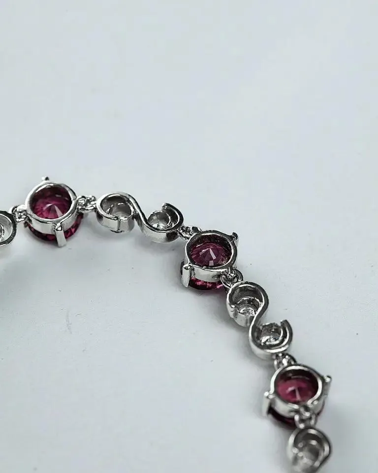 8.25ctw Round Cut Pink Tourmaline Tennis Bracelet