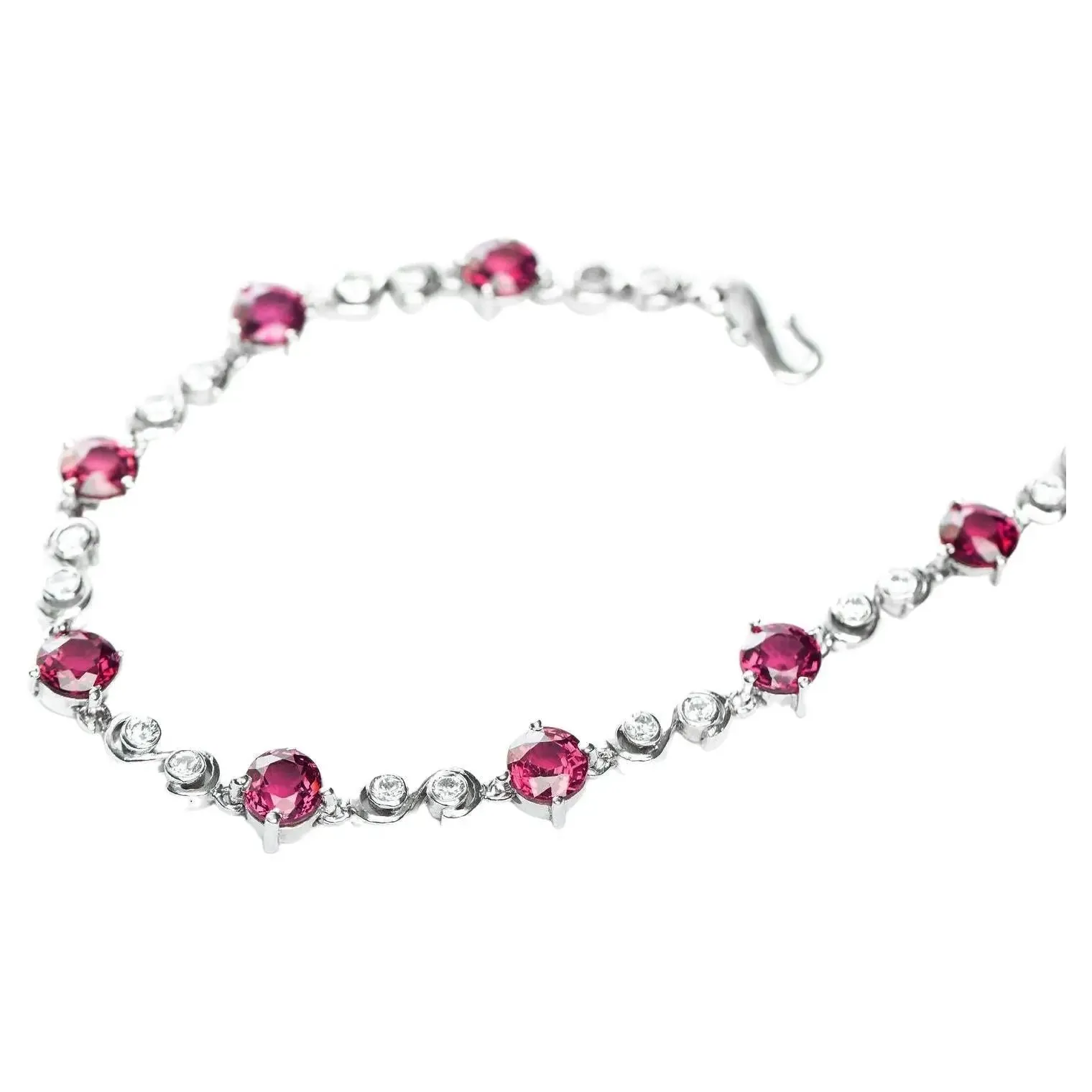 8.25ctw Round Cut Pink Tourmaline Tennis Bracelet