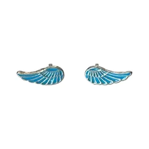 925 Sterling Silver Blue Angel Wings Stud Earrings