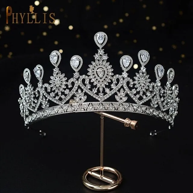 A158 New Golden Bride Crown Princess Headwear Birthday Rhinestone Headband Wedding Hair Jewelry Bridal Tiaras Vintage Headpieces