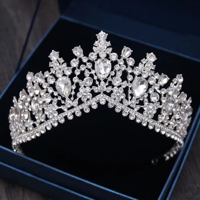 A158 New Golden Bride Crown Princess Headwear Birthday Rhinestone Headband Wedding Hair Jewelry Bridal Tiaras Vintage Headpieces