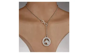 Ancient Silver Infinite Symbol Horse Head Charm Pendant Short Necklace