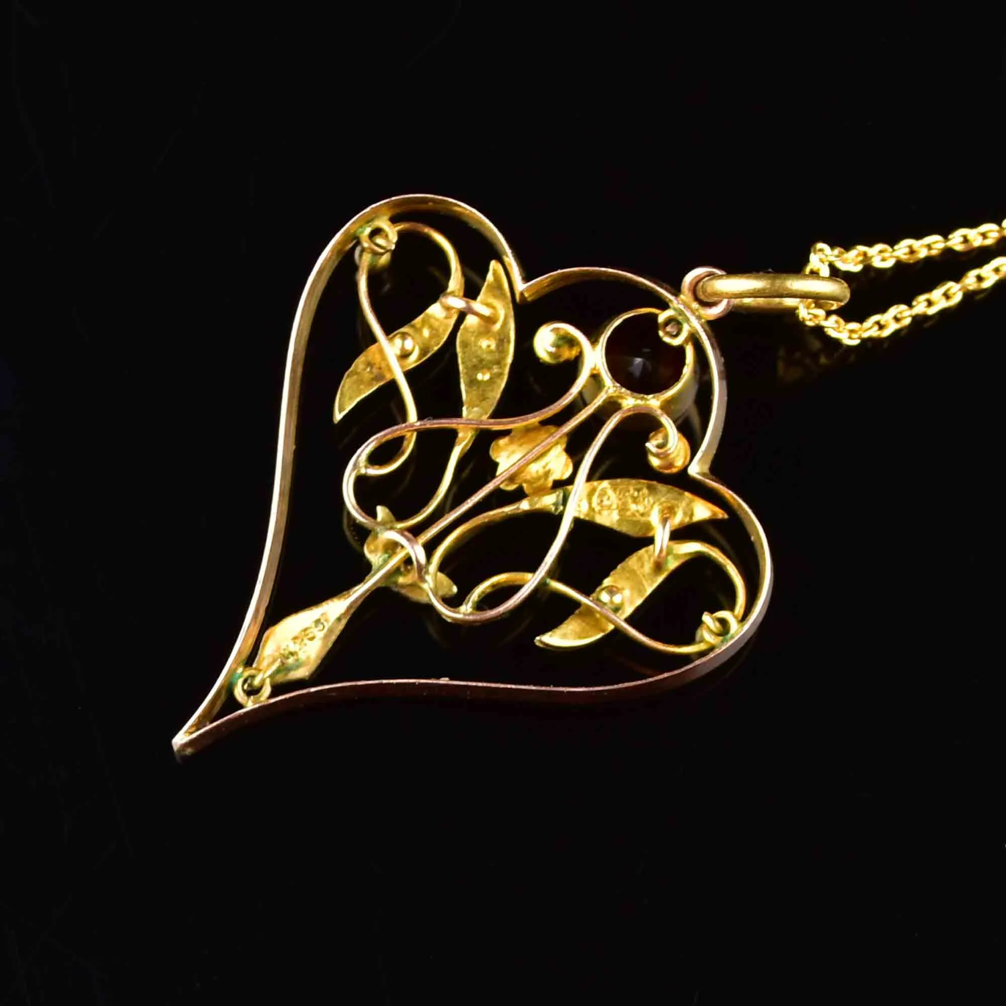 Antique Edwardian Rose Gold Garnet Lavalier Necklace