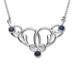 Art Nouveau Sterling Silver Necklet with Triplet Opal stones SN82