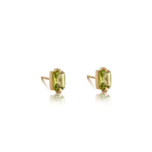 Baguette Mini Stud, Peridot, Gold