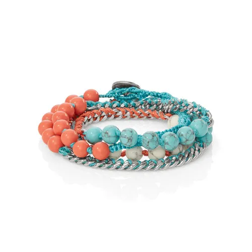Bead   Chain Turquoise Wrap Bracelet