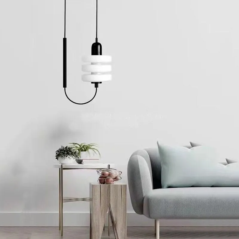 Bedside glass pendant lamp Nordic TV wall dining table bar designer minimalist line pendant light