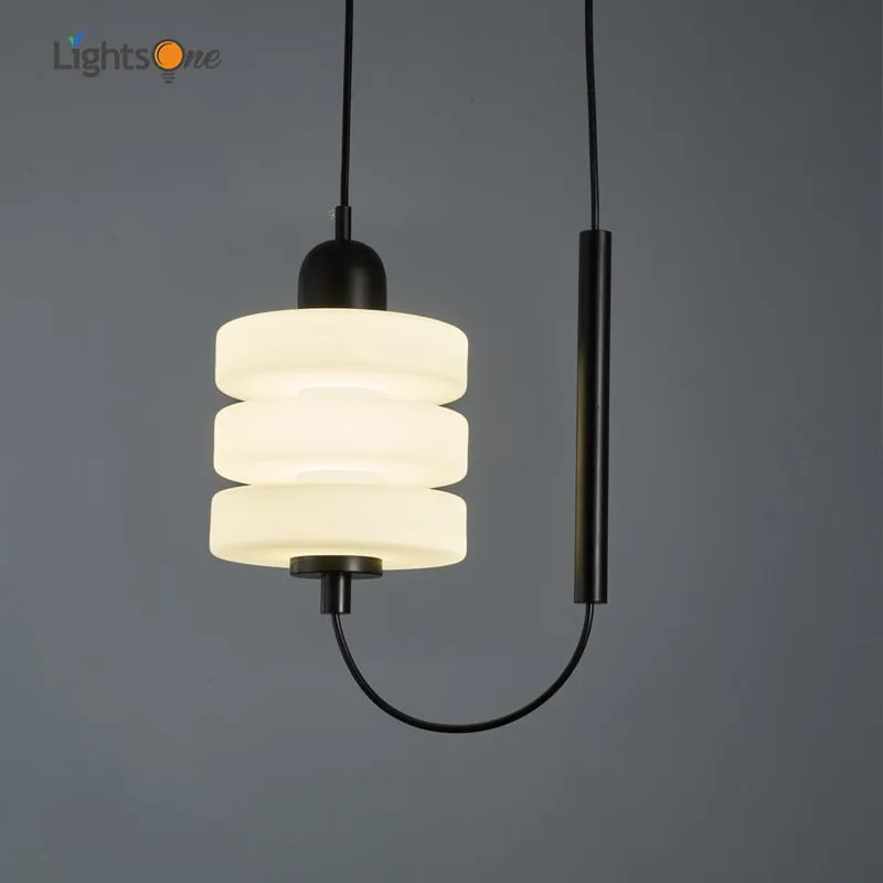 Bedside glass pendant lamp Nordic TV wall dining table bar designer minimalist line pendant light