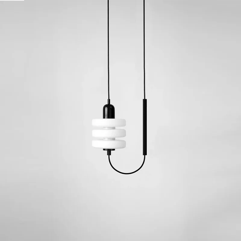 Bedside glass pendant lamp Nordic TV wall dining table bar designer minimalist line pendant light