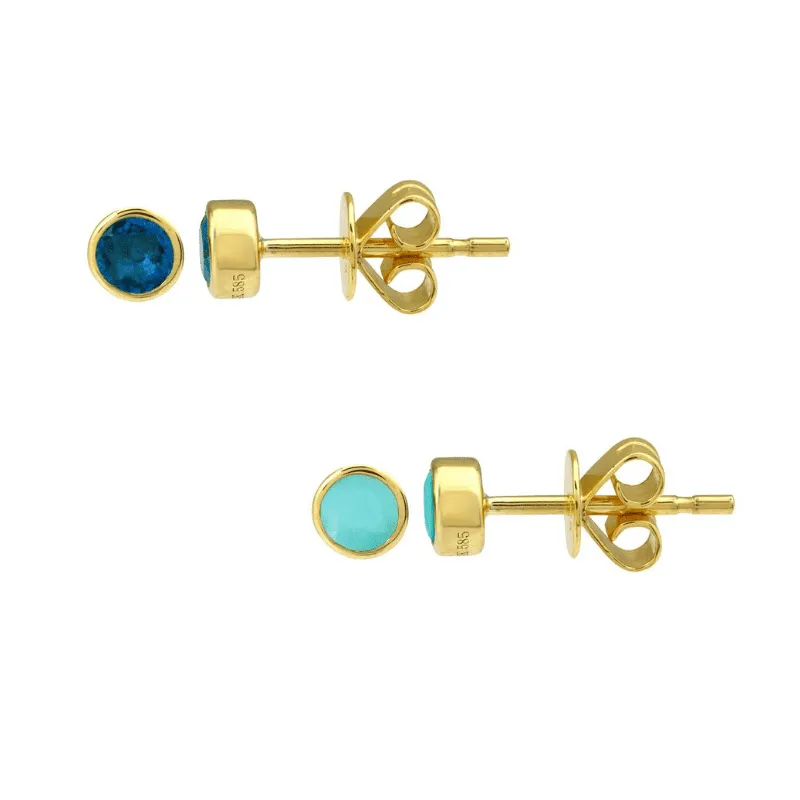 Birthstone Bezel Stud Earrings