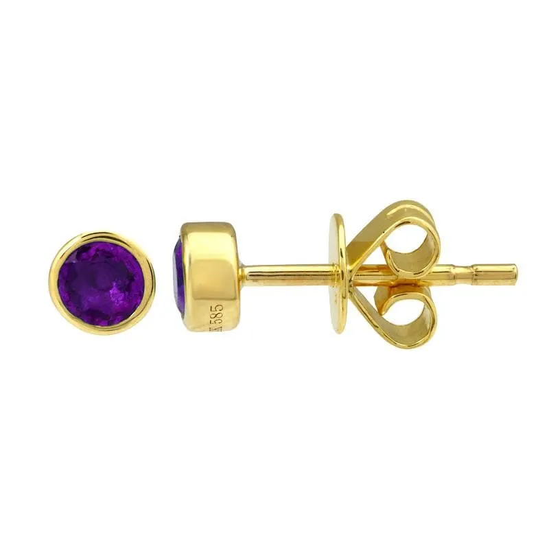 Birthstone Bezel Stud Earrings