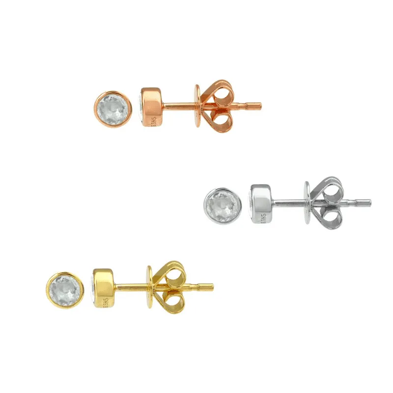 Birthstone Bezel Stud Earrings
