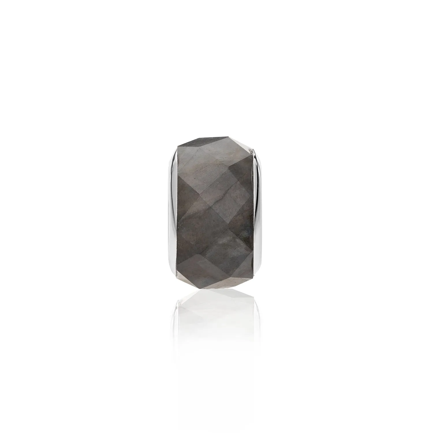Black Moonstone Bracelet Bead (Silver)