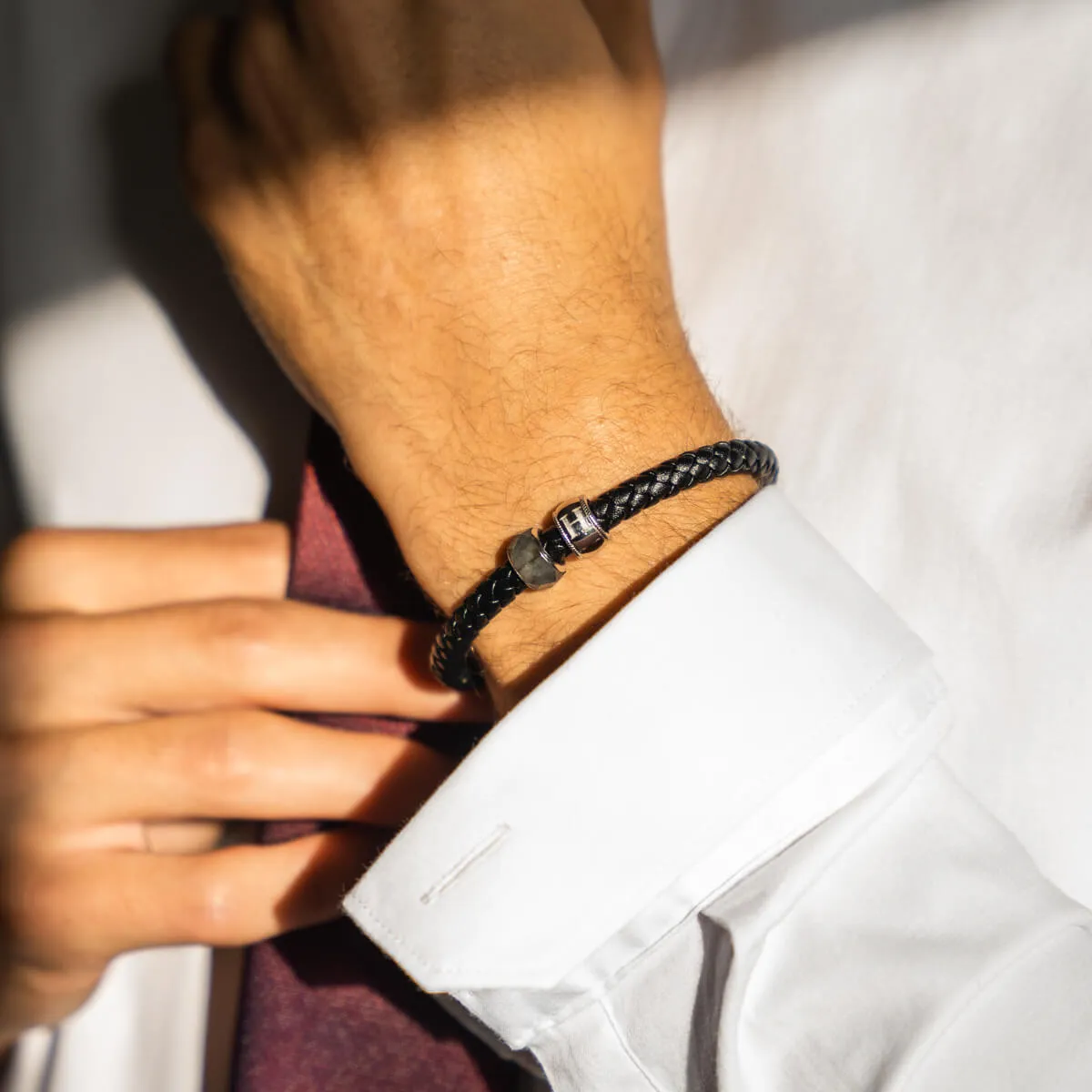 Black Moonstone Bracelet Bead (Silver)