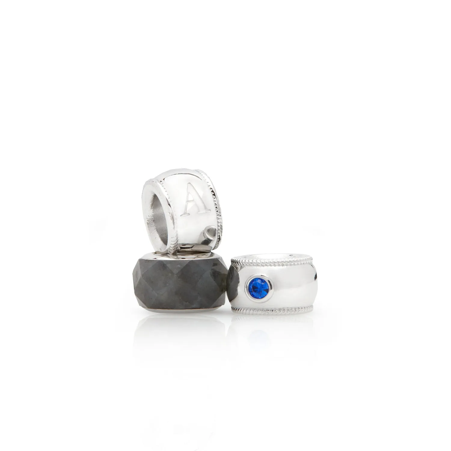 Black Moonstone Bracelet Bead (Silver)