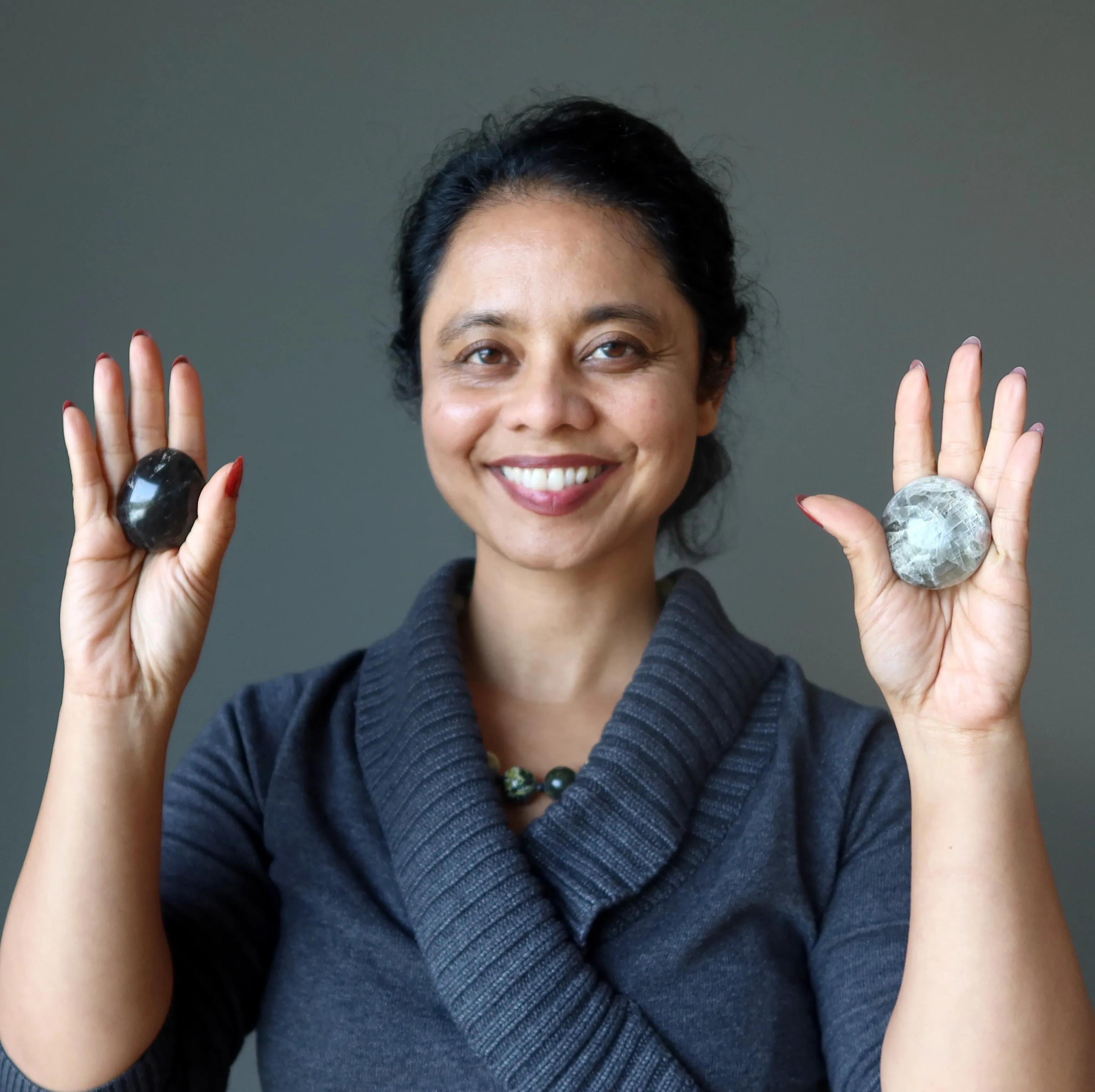 Black Moonstone Palm Stone Moon Protection