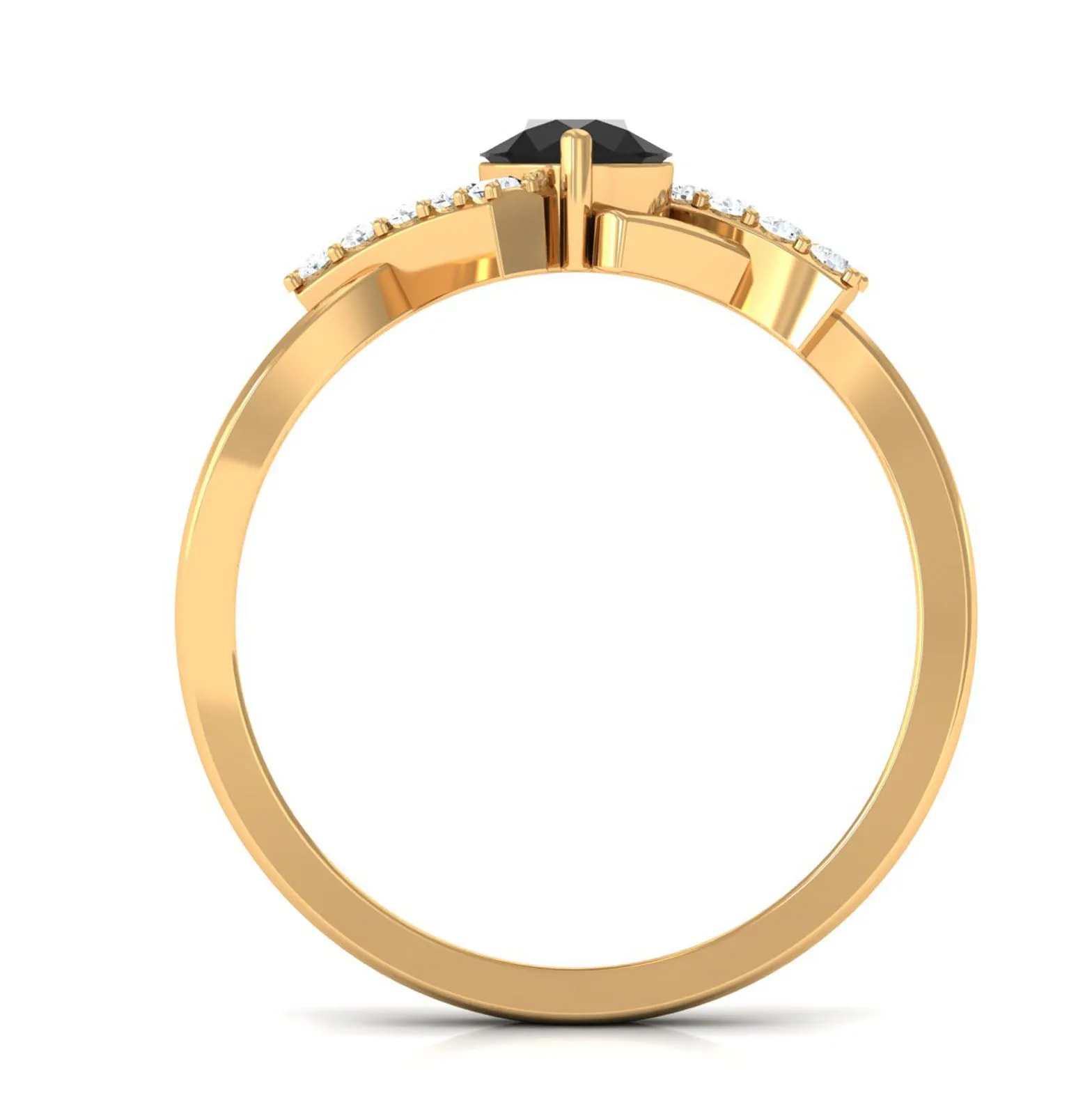 Black Onyx and Diamond Designer Engagement Ring