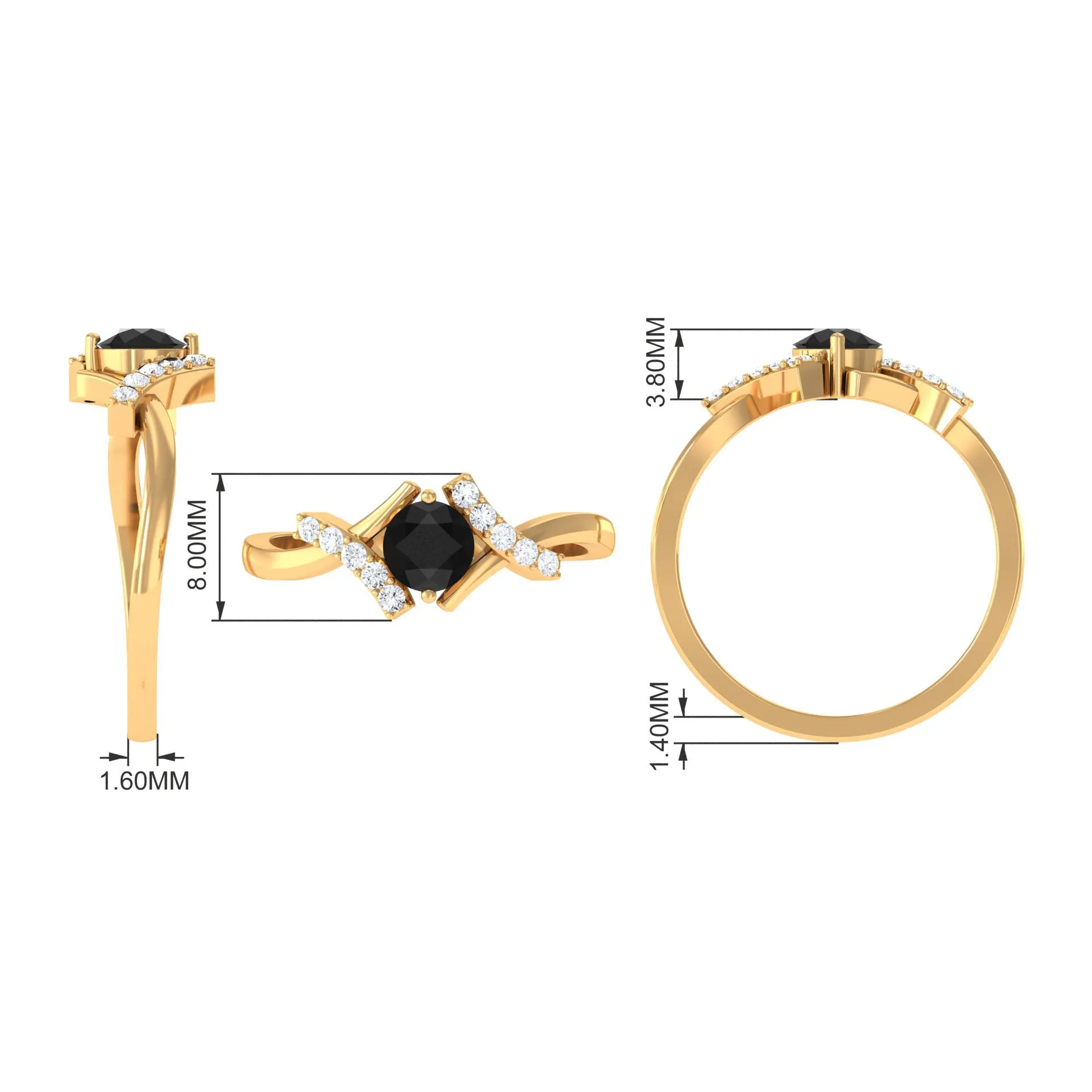 Black Onyx and Diamond Designer Engagement Ring