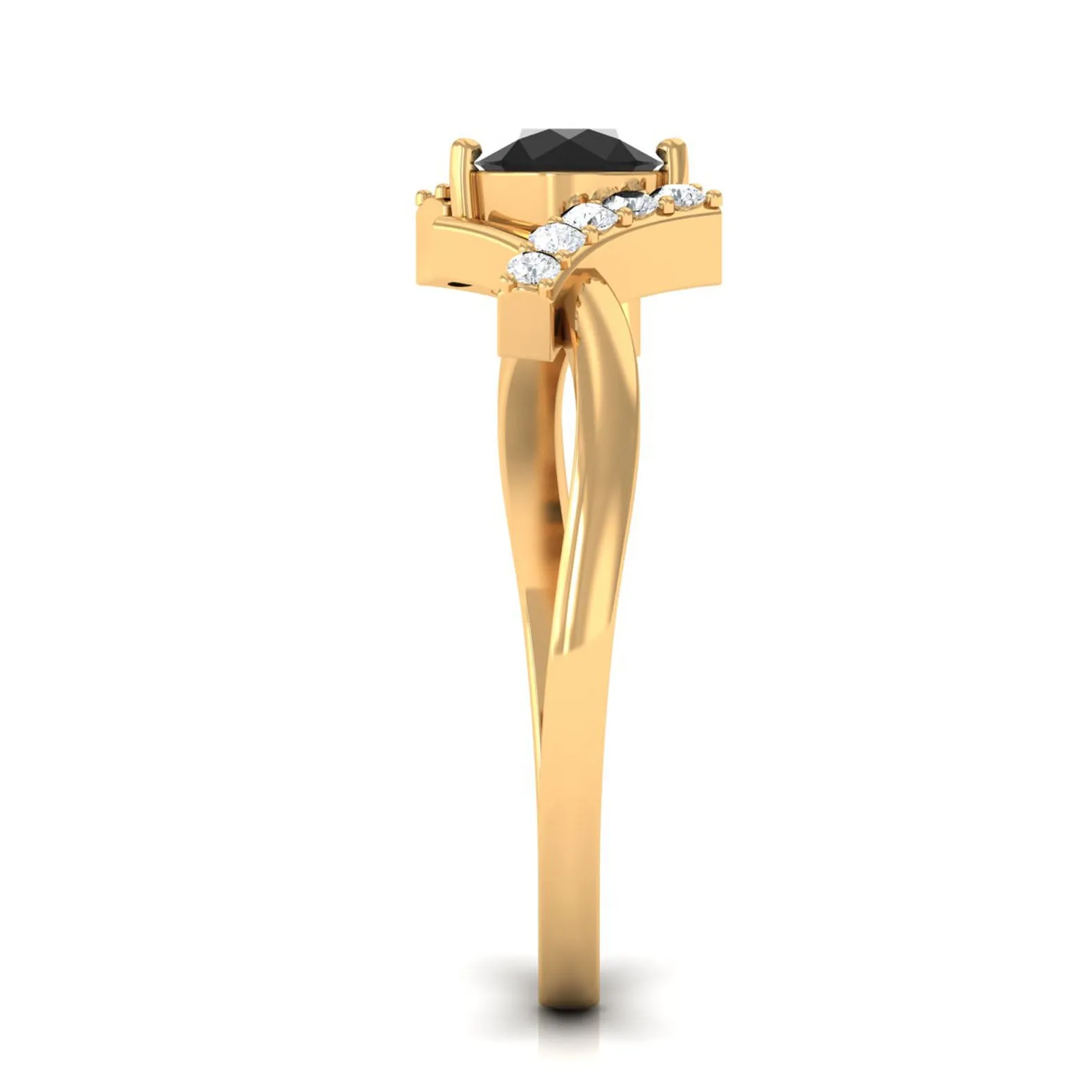 Black Onyx and Diamond Designer Engagement Ring