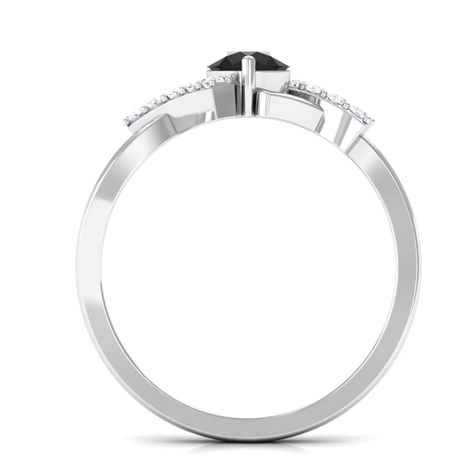Black Onyx and Diamond Designer Engagement Ring