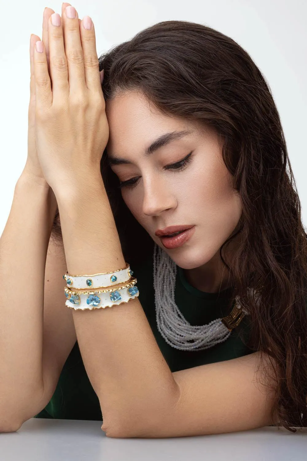 Blue Zircon Frosted Enamel Bracelet