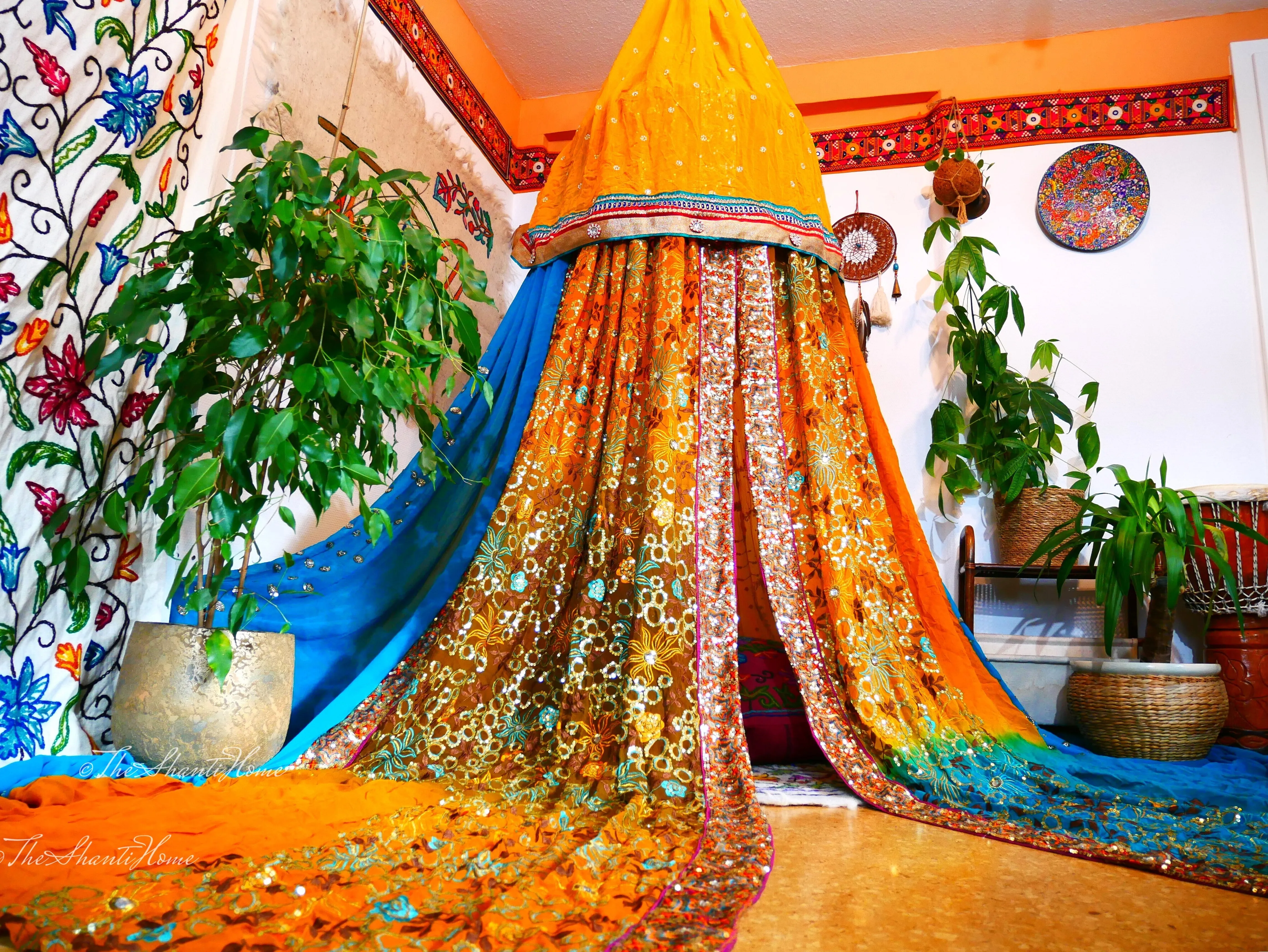 Boho canopy - Wedding Saree tent - bed canopy  | hippie decor - Shanti baldachin