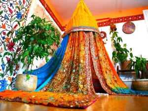 Boho canopy - Wedding Saree tent - bed canopy  | hippie decor - Shanti baldachin