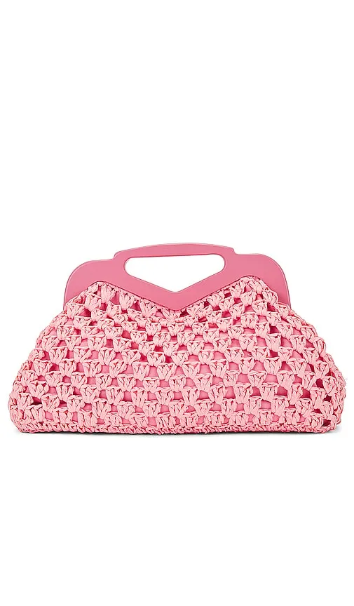BTB Los Angeles Nadiya Crochet Clutch in Coral