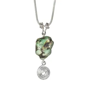 CAMILLA WEST JEWELLERY Green Emerald Gemstone Silver Coil Necklace