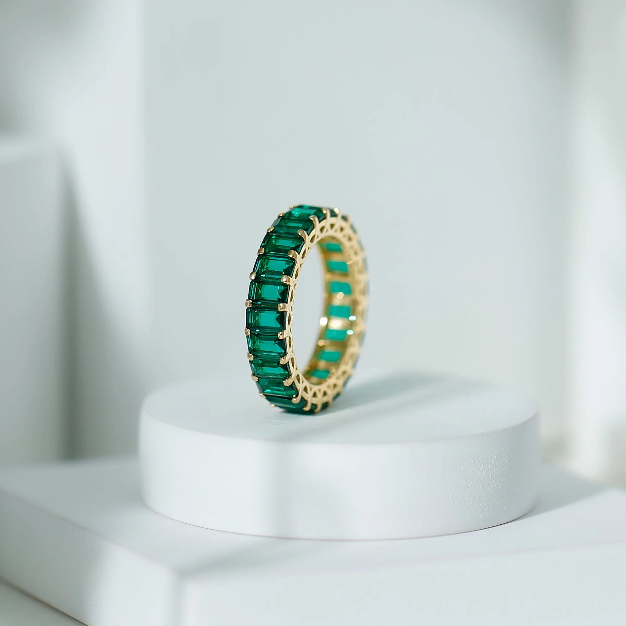 Certified Lab Created Emerald Full Eternity Ring