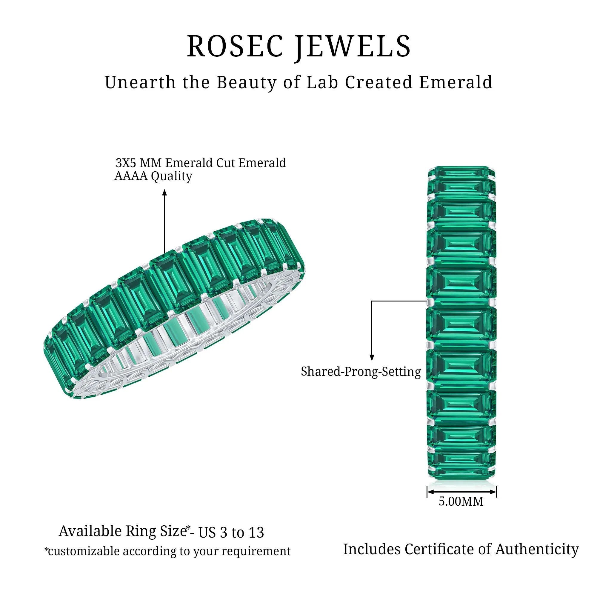 Certified Lab Created Emerald Full Eternity Ring