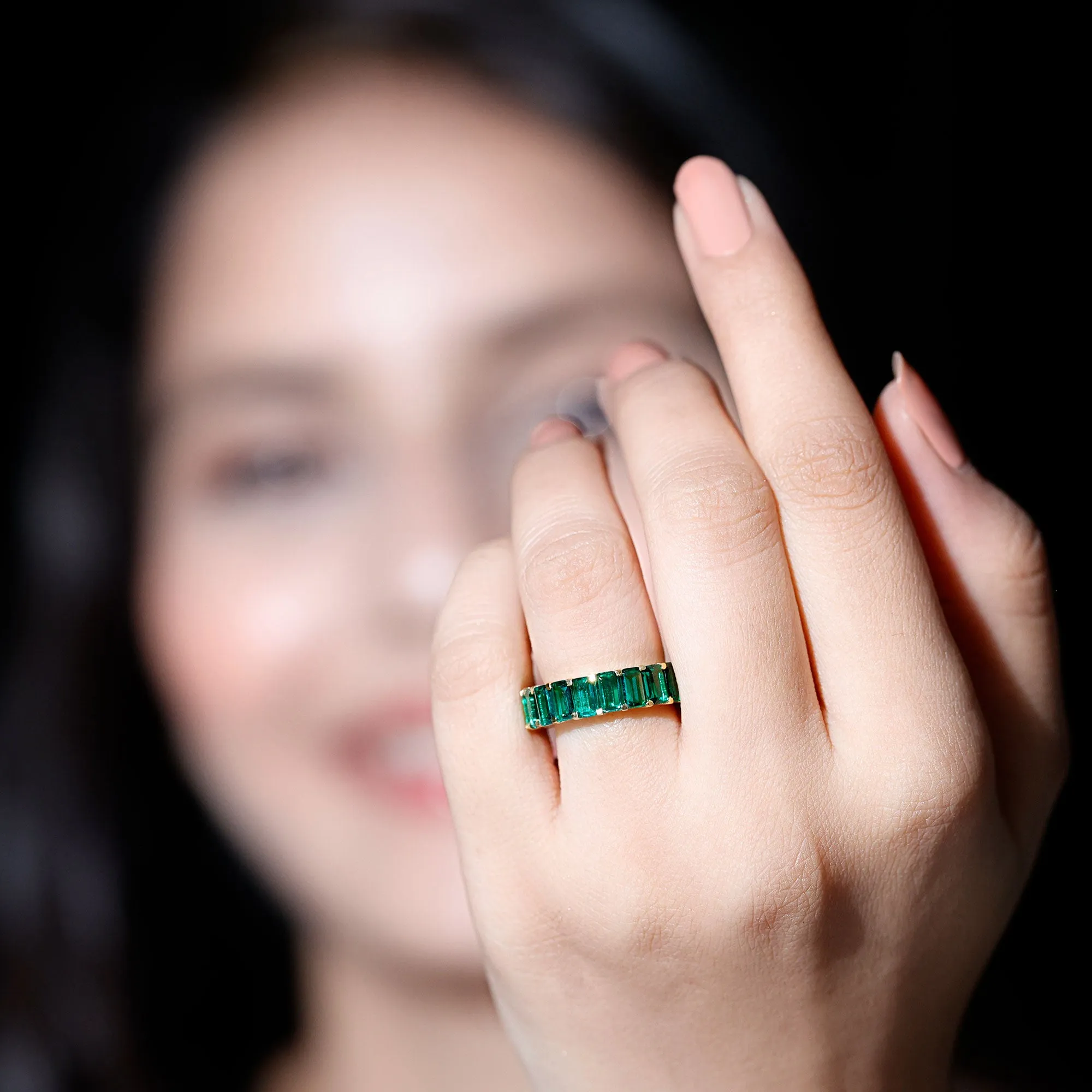Certified Lab Created Emerald Full Eternity Ring
