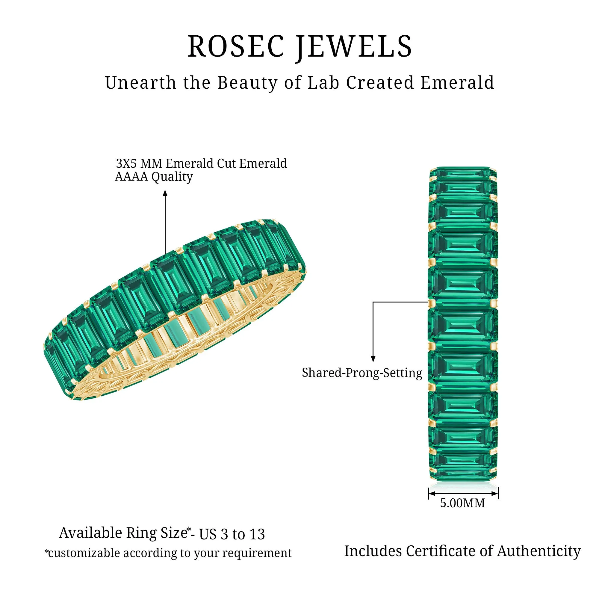 Certified Lab Created Emerald Full Eternity Ring