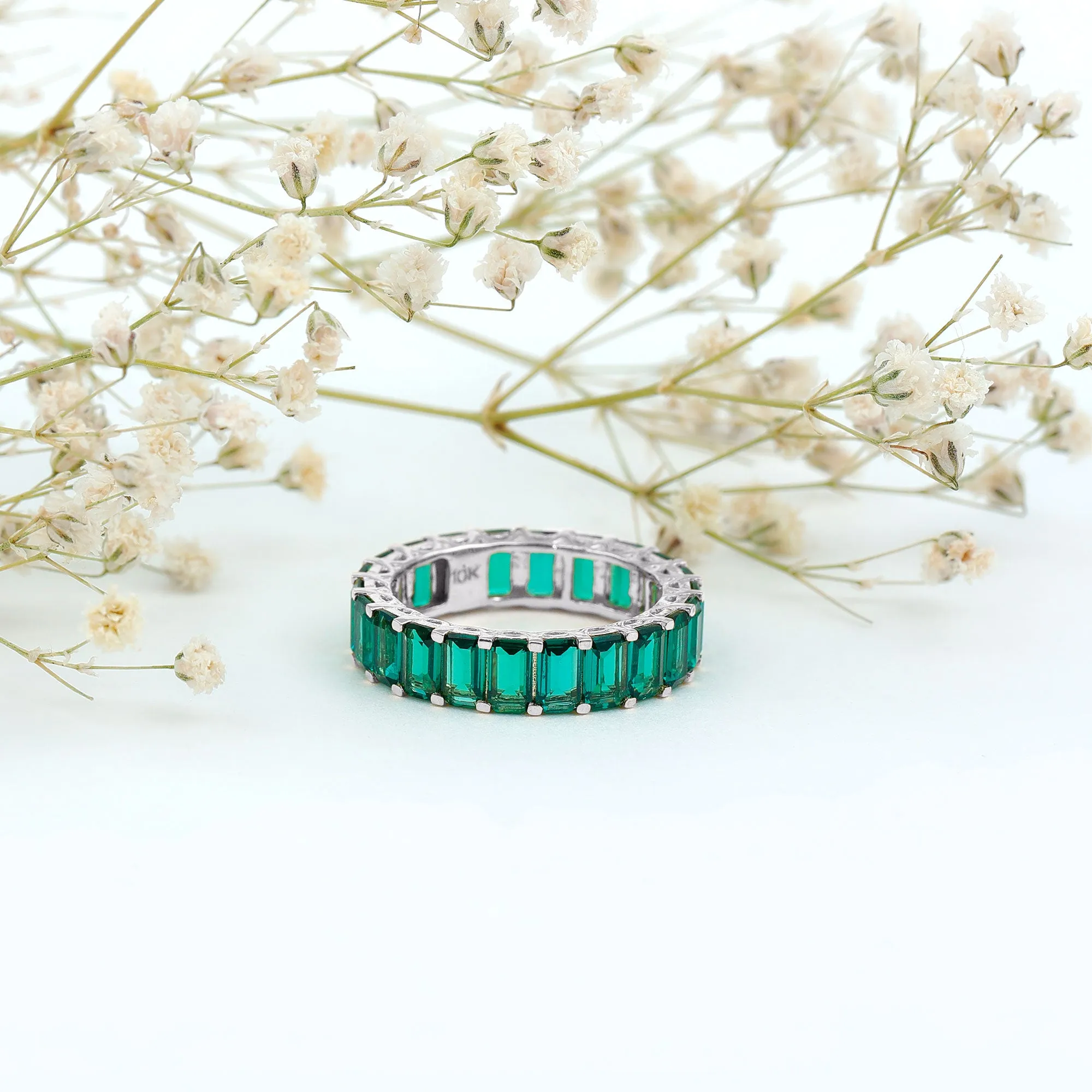 Certified Lab Created Emerald Full Eternity Ring