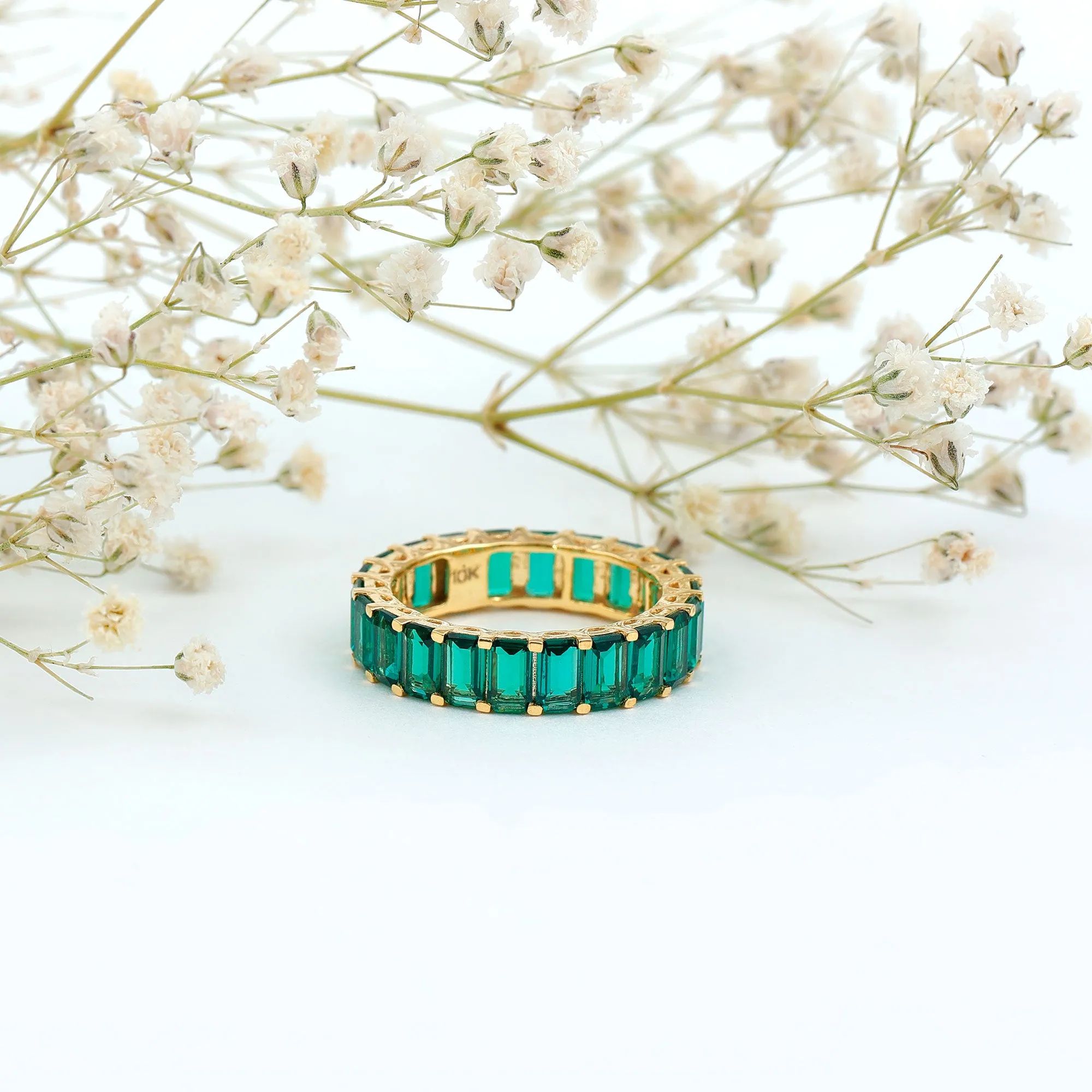 Certified Lab Created Emerald Full Eternity Ring