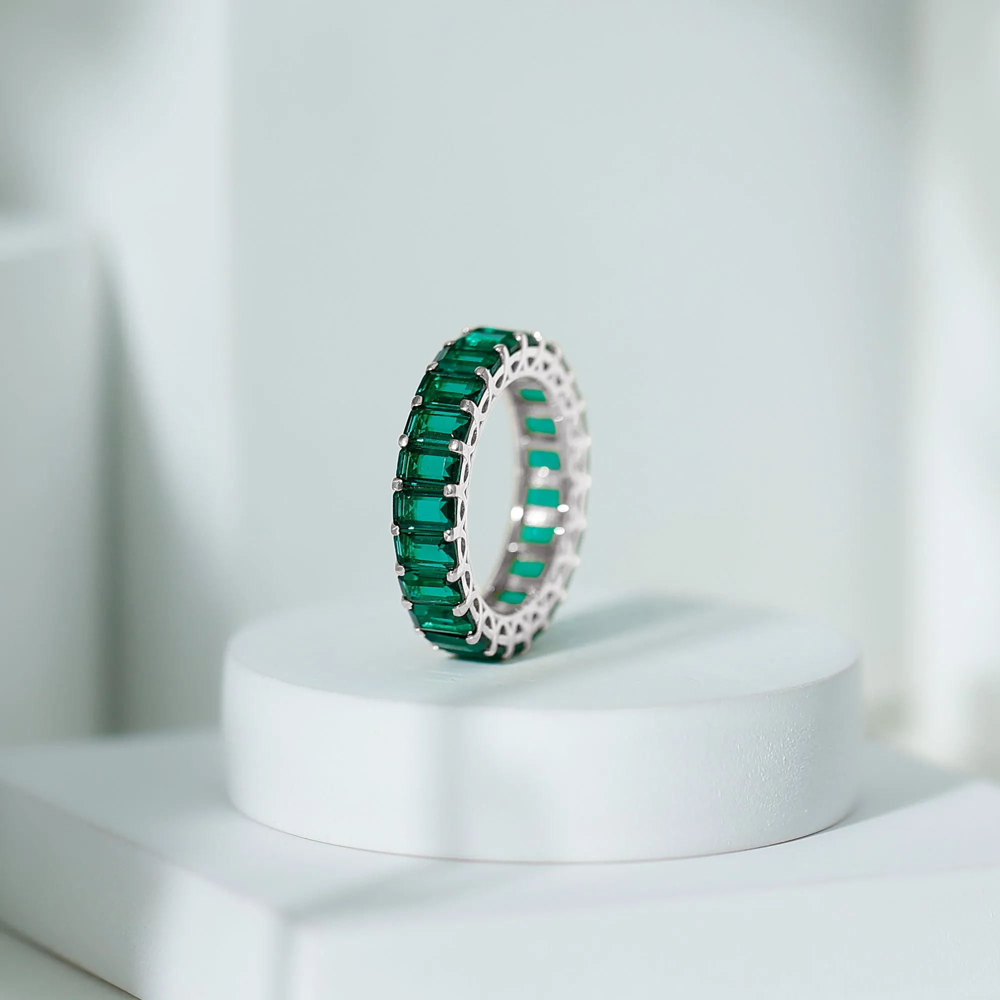 Certified Lab Created Emerald Full Eternity Ring