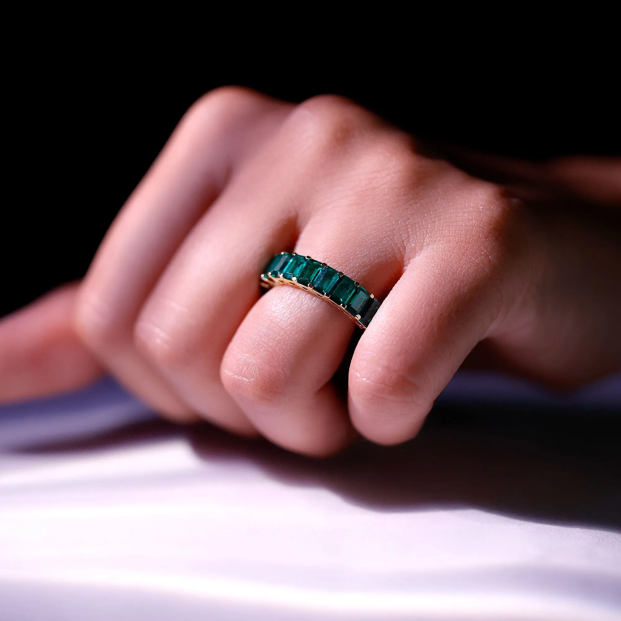 Certified Lab Created Emerald Full Eternity Ring