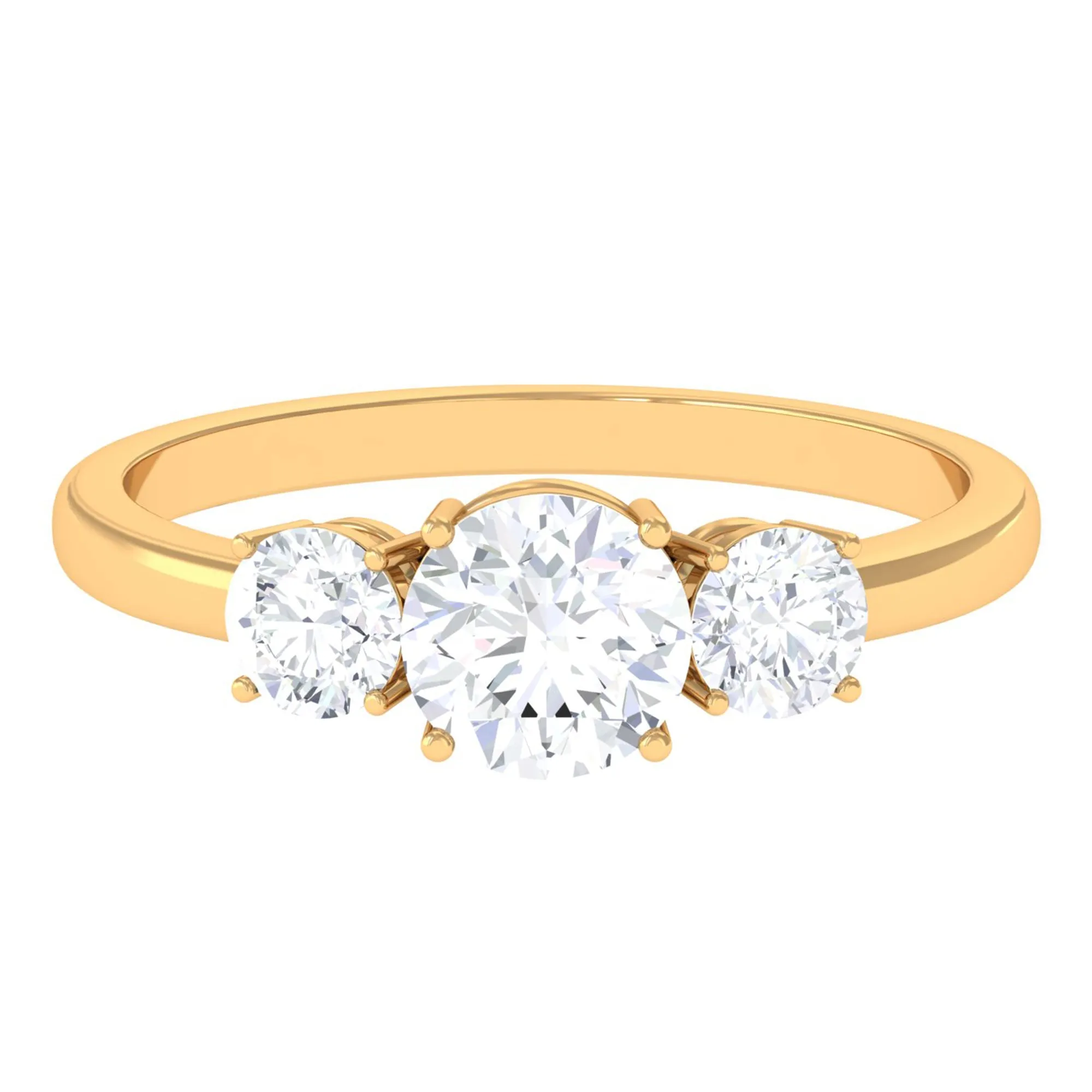 Certified Moissanite Three Stone Engagement Ring