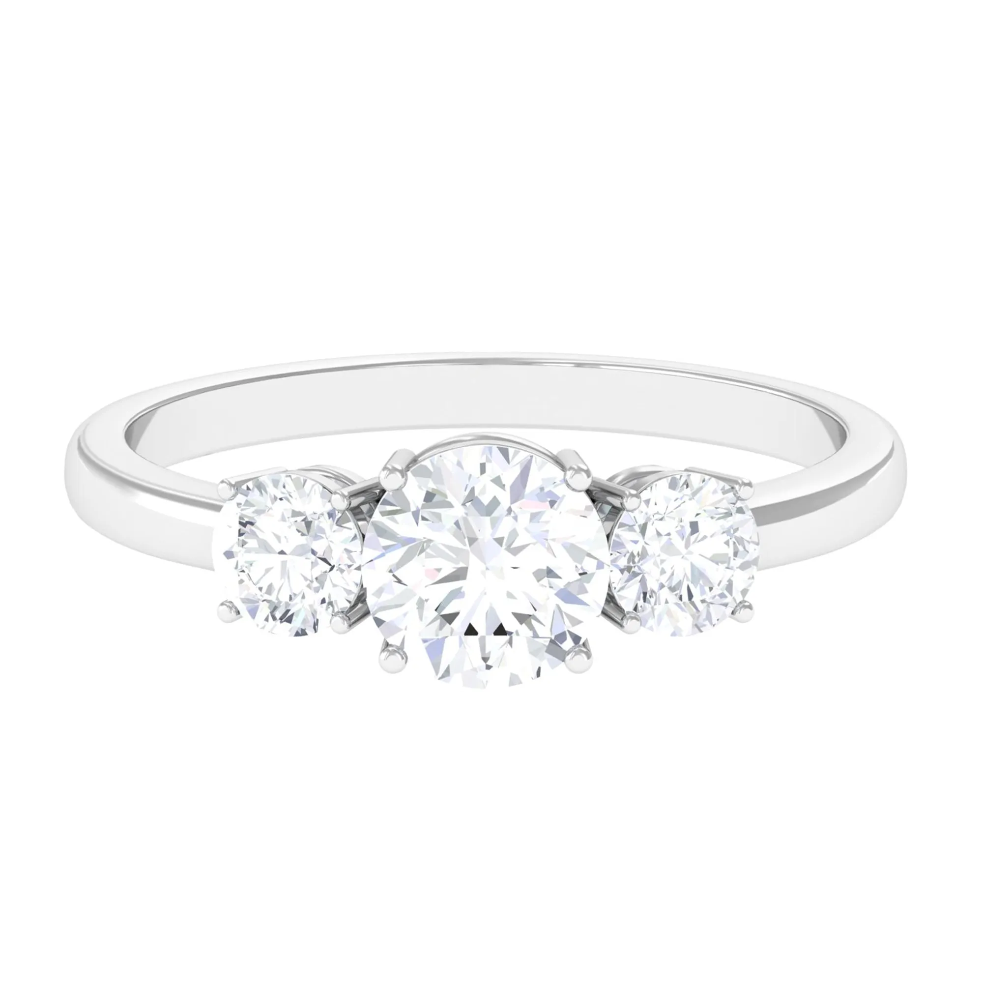 Certified Moissanite Three Stone Engagement Ring