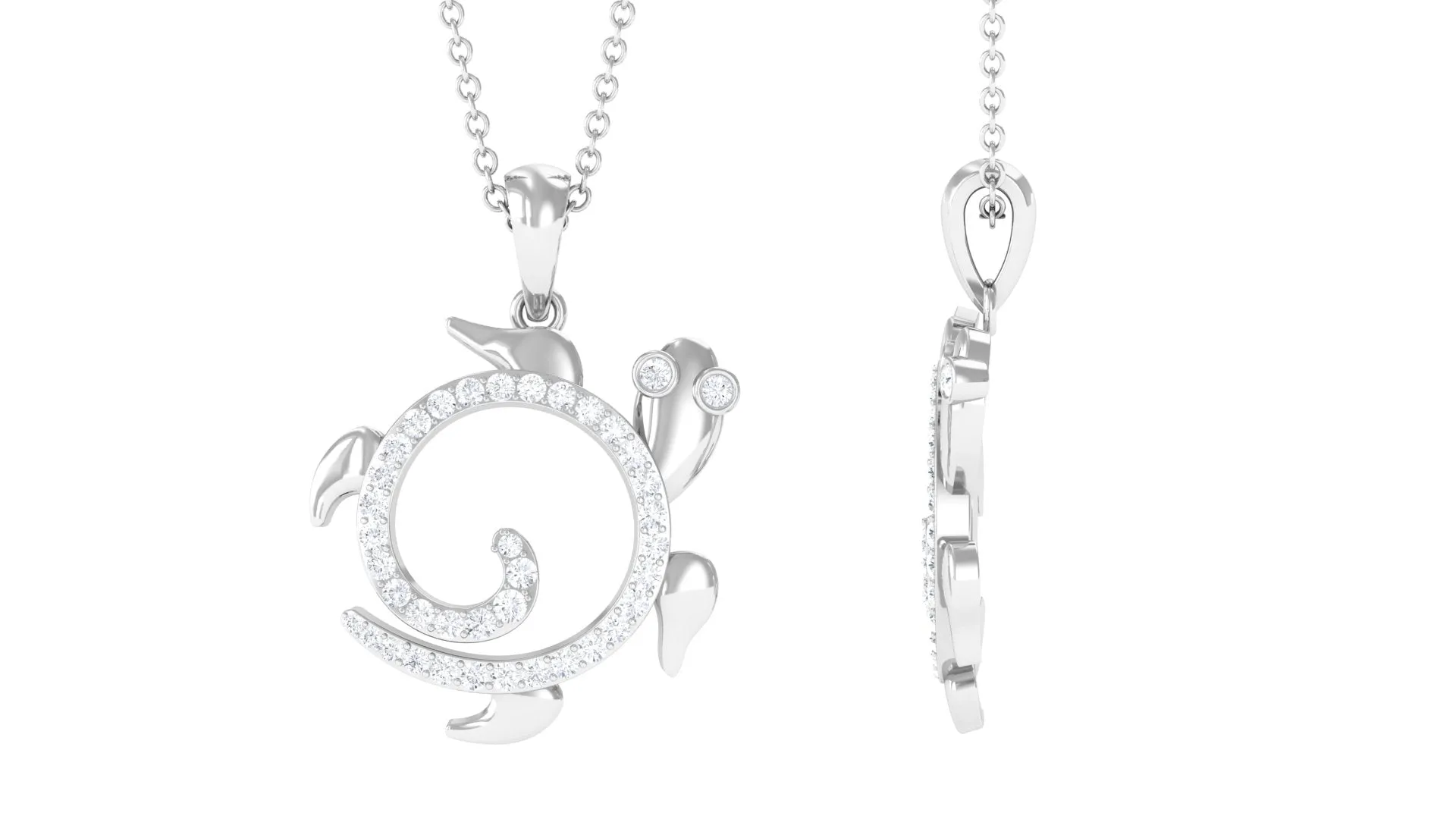 Certified Moissanite Turtle Shape Pendant Necklace