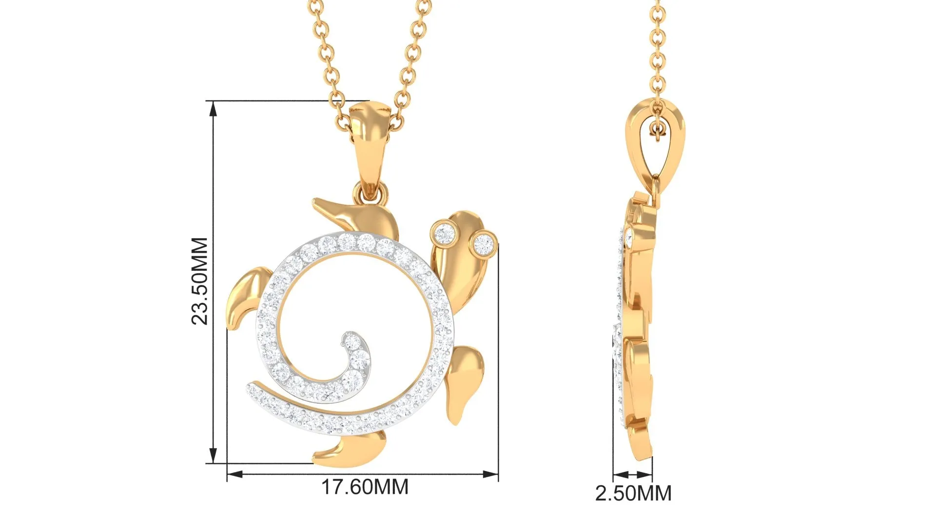 Certified Moissanite Turtle Shape Pendant Necklace