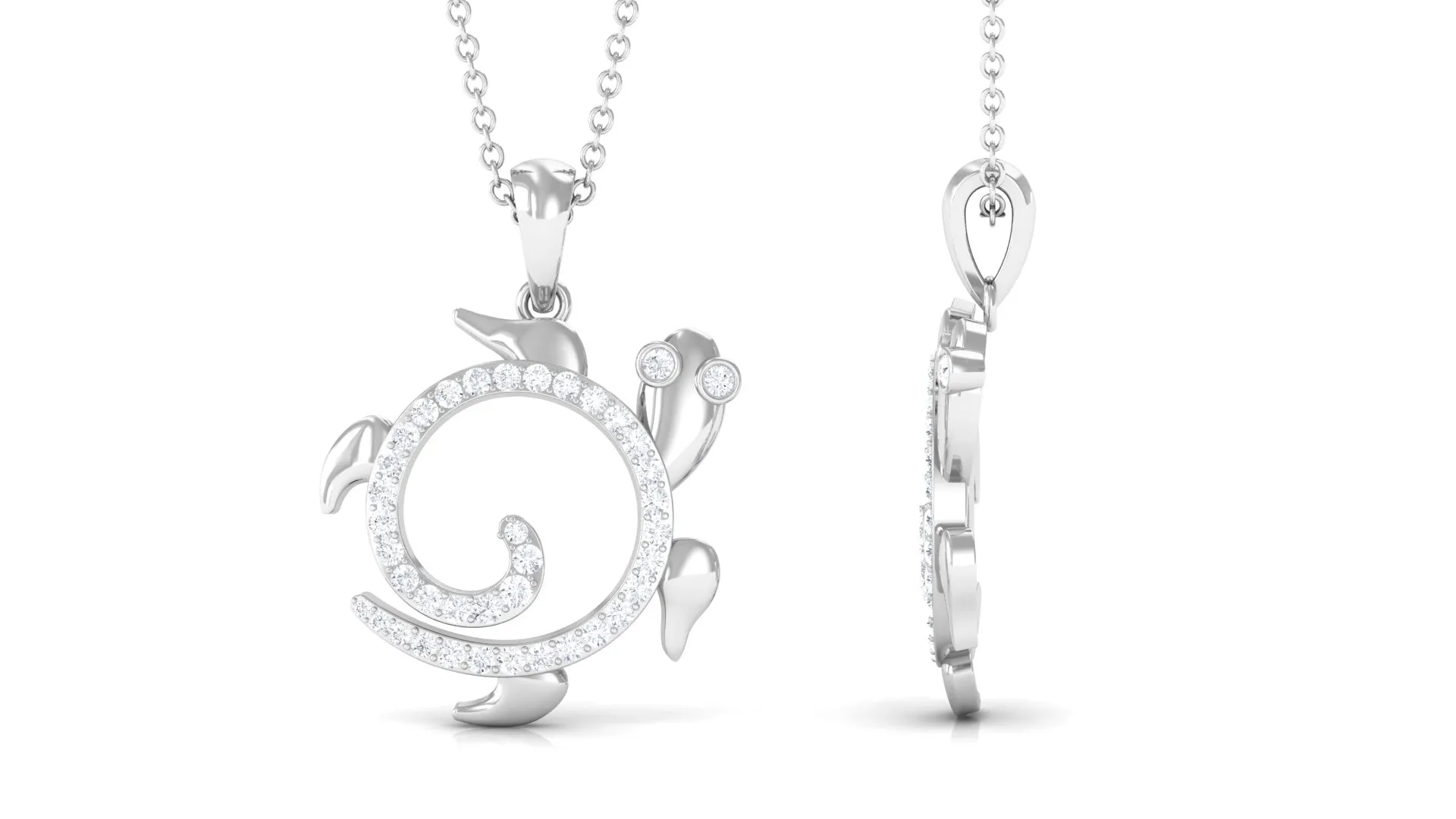 Certified Moissanite Turtle Shape Pendant Necklace