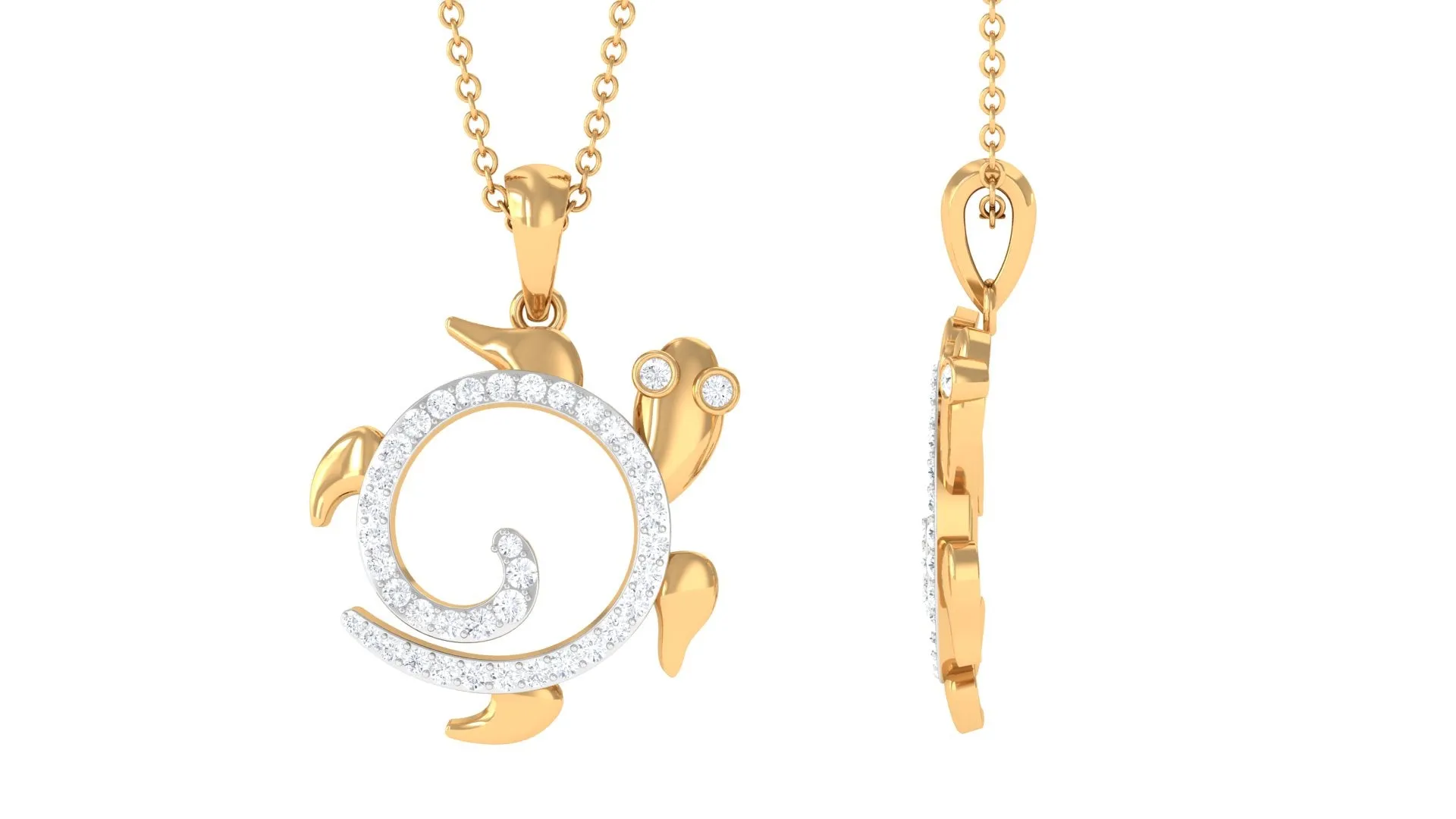Certified Moissanite Turtle Shape Pendant Necklace