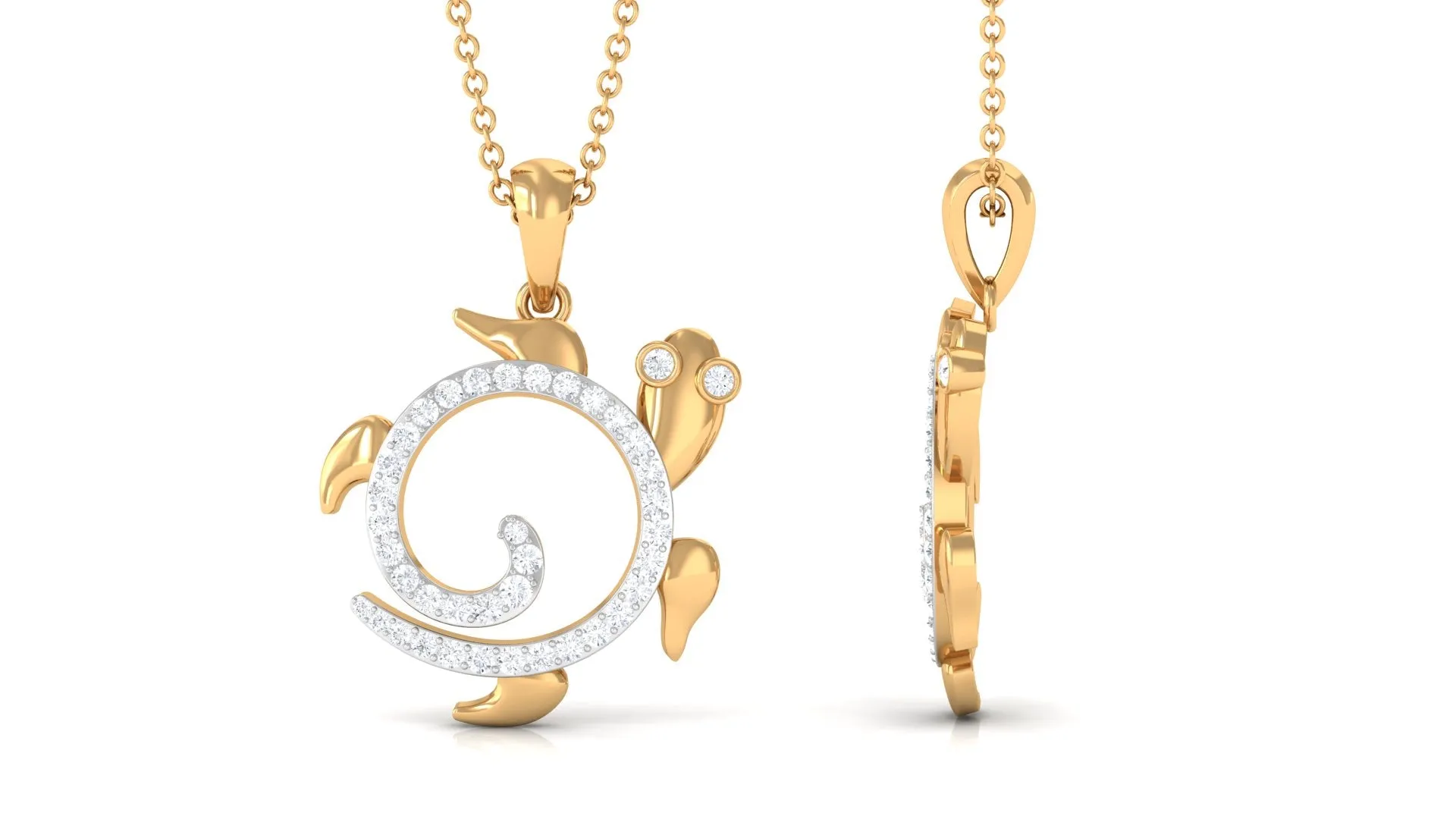 Certified Moissanite Turtle Shape Pendant Necklace