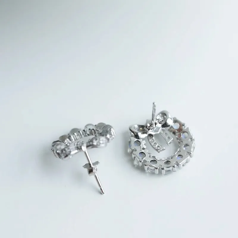 Charm Moonstone Earrings Silver Stud Earrings For Women