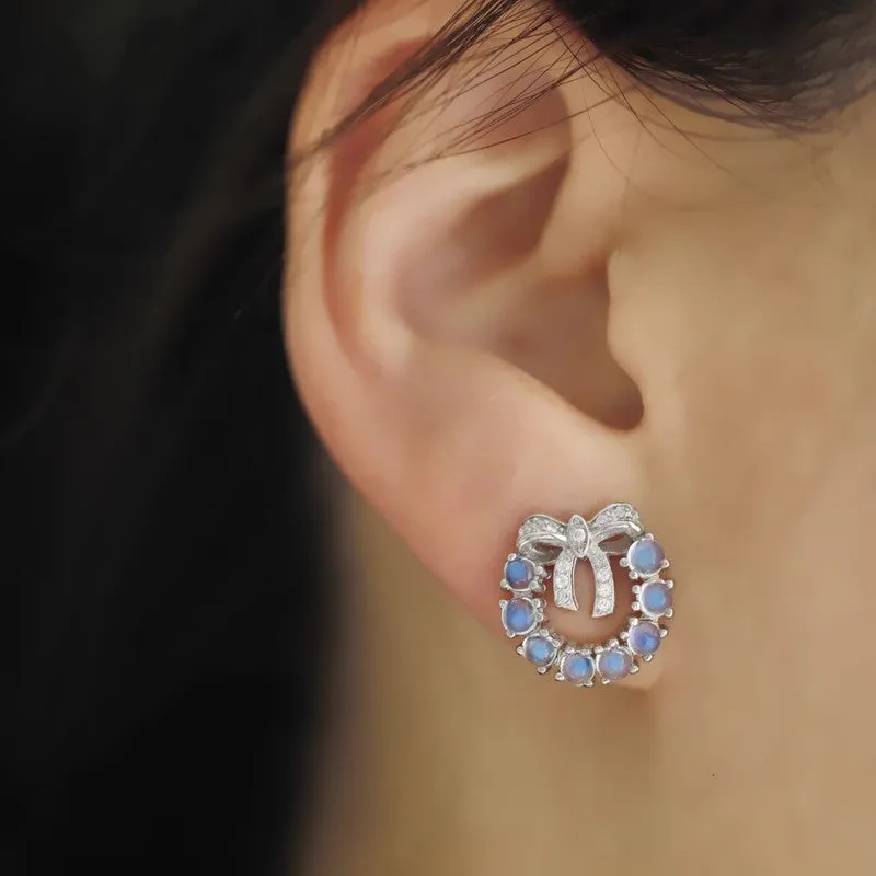 Charm Moonstone Earrings Silver Stud Earrings For Women