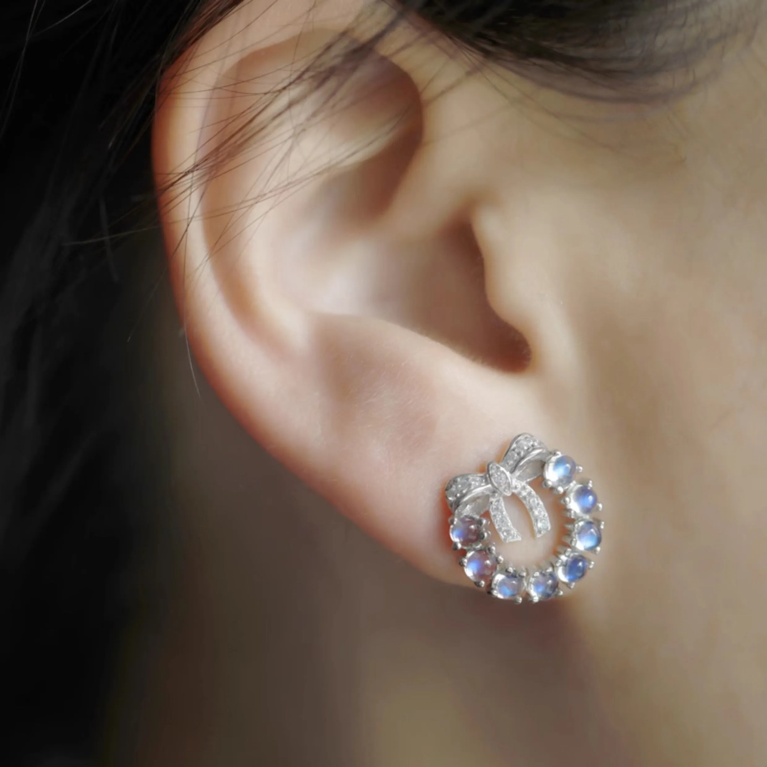 Charm Moonstone Earrings Silver Stud Earrings For Women