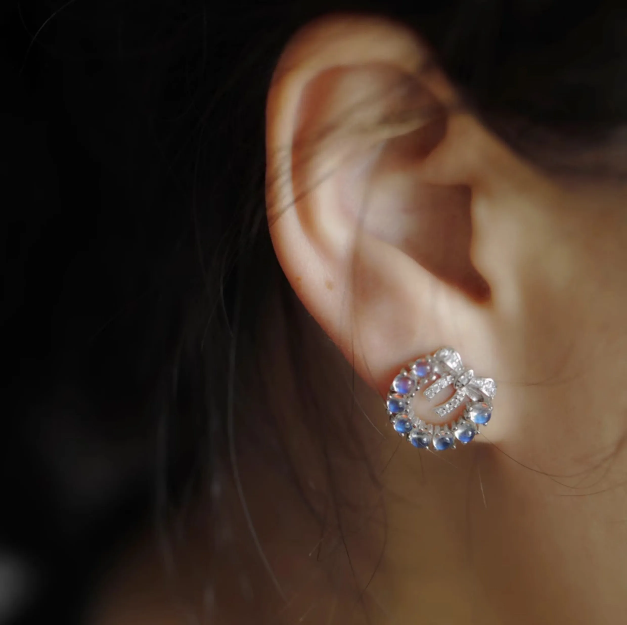 Charm Moonstone Earrings Silver Stud Earrings For Women